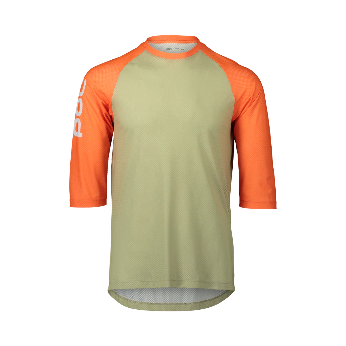 POC Pure 3/4 Sleeve MTB Jersey - Prehnite Green-Zink Orange Prehnite Green - Zink Orange X-Small 