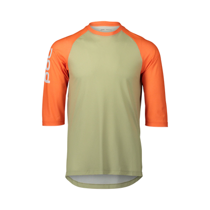 POC Pure 3/4 Sleeve MTB Jersey - Prehnite Green-Zink Orange Prehnite Green - Zink Orange X-Small 