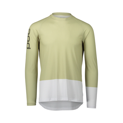 POC Pure Long Sleeve MTB Jersey - Prehnite Green-Hydrogen White Prehnite Green - Hydrogen White X-Small 