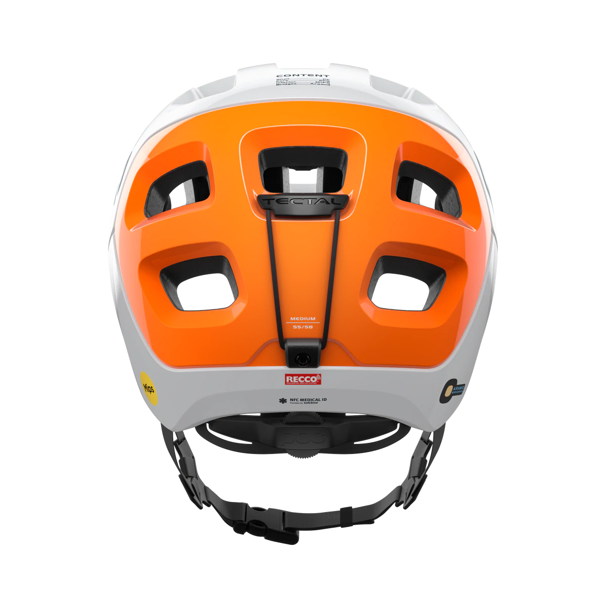 POC Tectal Race MIPS NFC MTB Helmet - Hydrogen White-Fluorescent Orange Avip