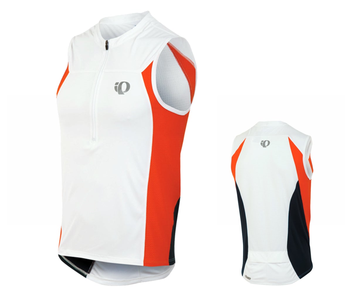 Pearl Izumi Select Tri Sleeveless Jersey - White-Cherry Tomato White - Cherry Tomato Medium 