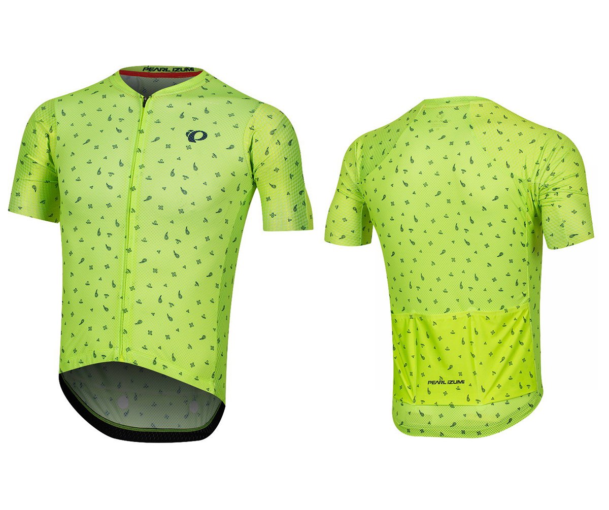 Pearl Izumi PRO Mesh Short Sleeve Road Jersey - Screaming Yellow-Navy Paisley - 2020 Screaming Yellow - Navy Paisley Small 