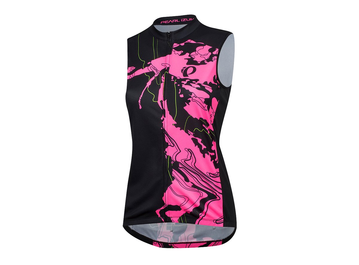 Pearl Izumi Select Escape Sleeveless Graphic Jersey - Womens - Black-Screaming Pink Mineral Black - Screaming Pink Mineral X-Small 