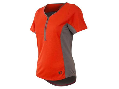 Pearl Izumi Canyon Short Sleeve MTB Jersey - Womens - Poppy Red-Smoked Pearl Poppy Red - Smoked Pearl Large 