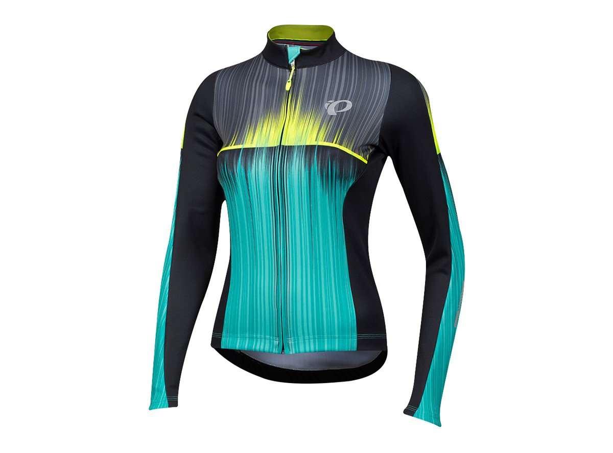 Pearl Izumi Elite Pursuit Thermal Graphic Long Sleeve Road Jersey - Womens - Vaporize Dynasty Green Vaporize Dynasty Green Large 