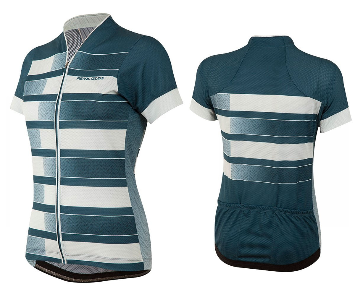 Pearl Izumi LTD Short Sleeve MTB Jersey - Womens - Blue Steel-Herringbone Stripe Blue Steel Herringbone Stripe Large 