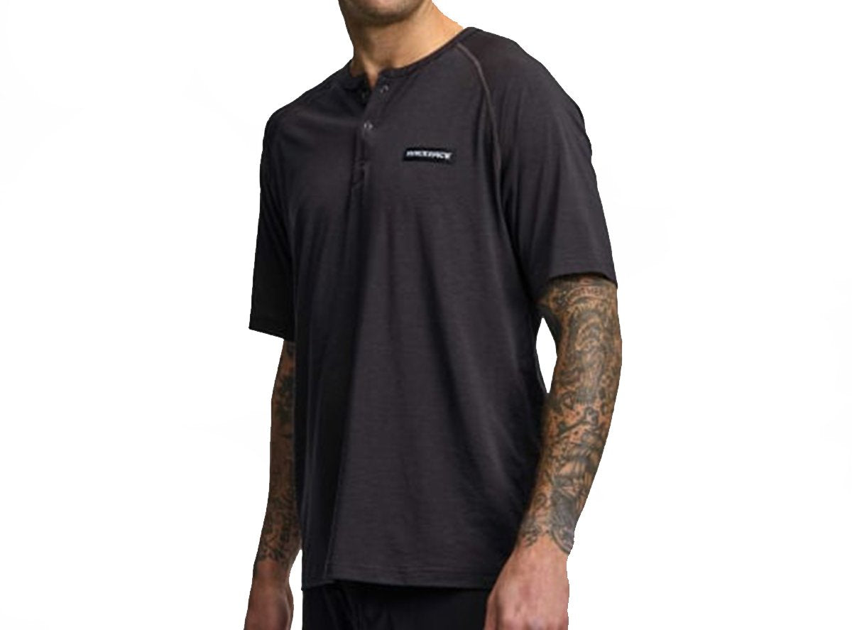 Race Face All Day Henley Short Sleeve Jersey - Charcoal - 2021 Charcoal Small 