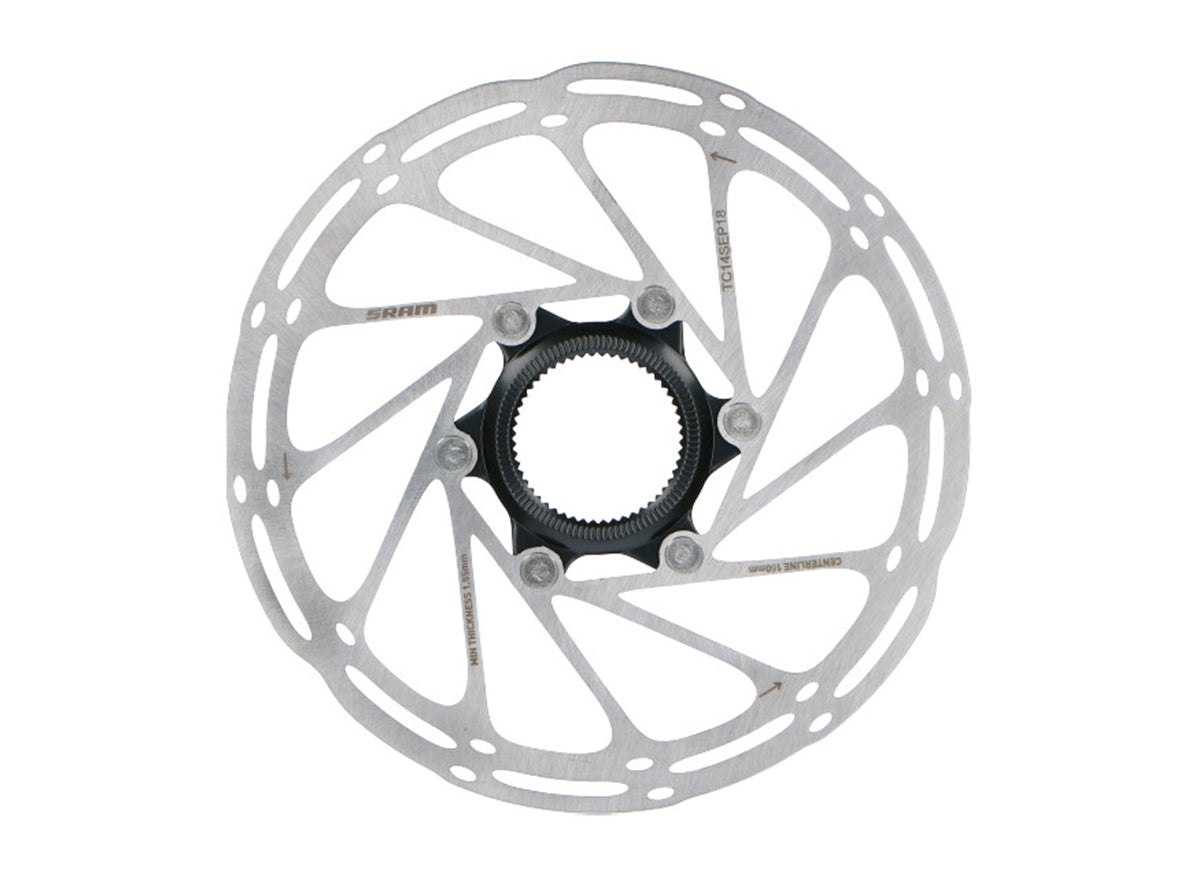 SRAM Centerline Centerlock Rotor - Rounded Edge Silver - Black 160mm 