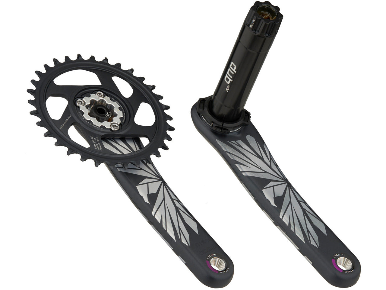 SRAM X01 Eagle DUB 12 Spd Crankset - 55mm Chainline - Lunar-Polar Black