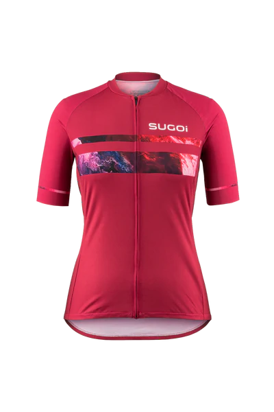 Sugoi Evolution Zap 2 Short Sleeve Jersey - Womens - Cherry Blossom Red-Thunder Sky Cherry Blossom Red - Thunder Sky X-Small 