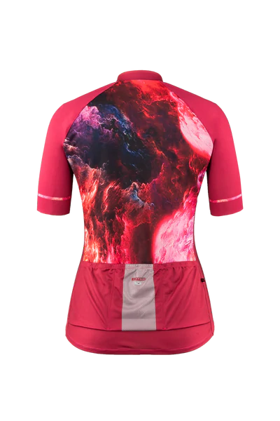 Sugoi Evolution Zap 2 Short Sleeve Jersey - Womens - Cherry Blossom Red-Thunder Sky