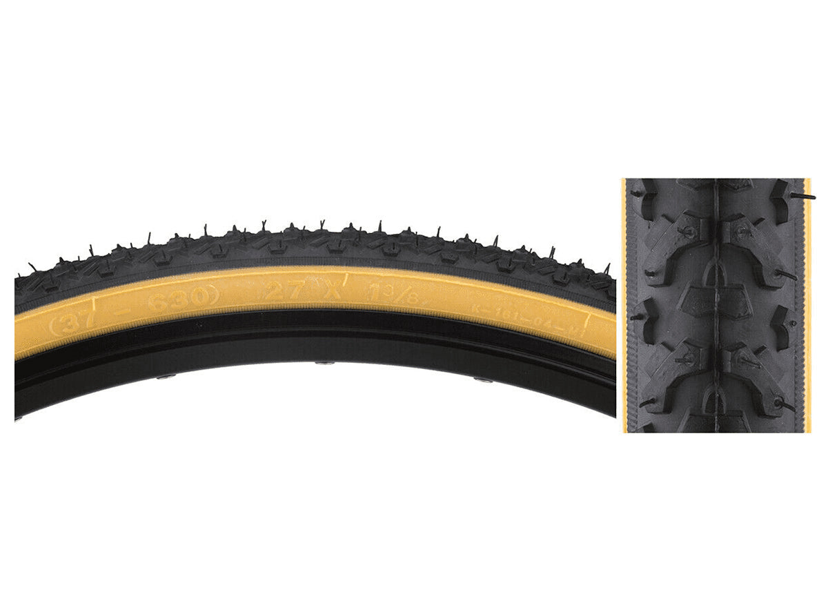 Sunlite Hybrid V-Track 27" Wire Tire - Black-Tan Black - Gum 1.3/8" 