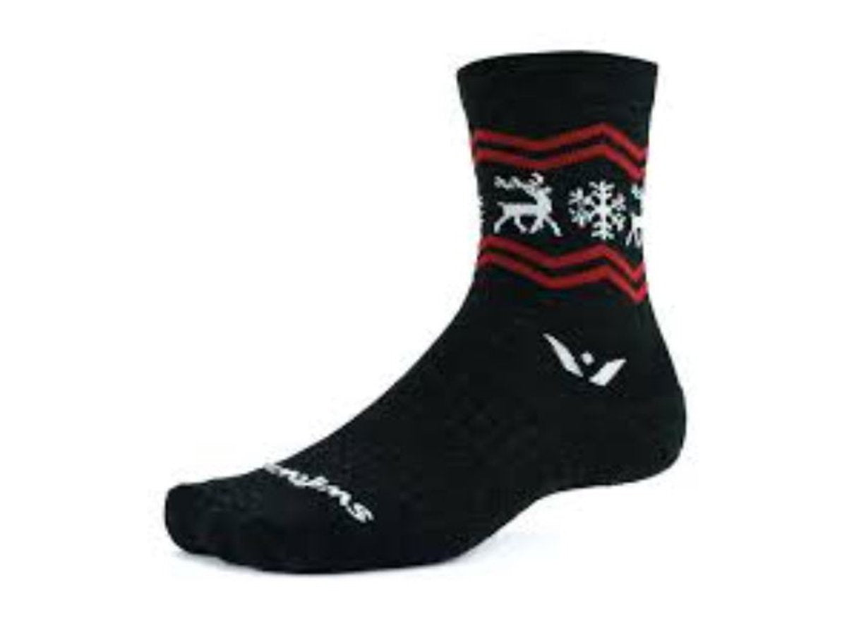 Swiftwick Vision Five Winter Elk Sock - Charcoal Red - 2020 Charcoal Red Small 