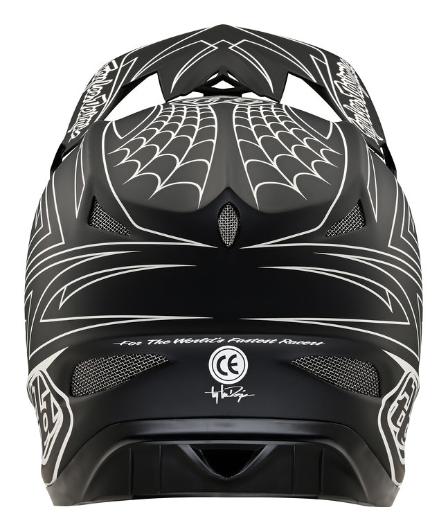 giant spider on wall motorcycle helmet Troy Lee Designs D3 Fiberlite Full Face Helmet - Spider Stripe