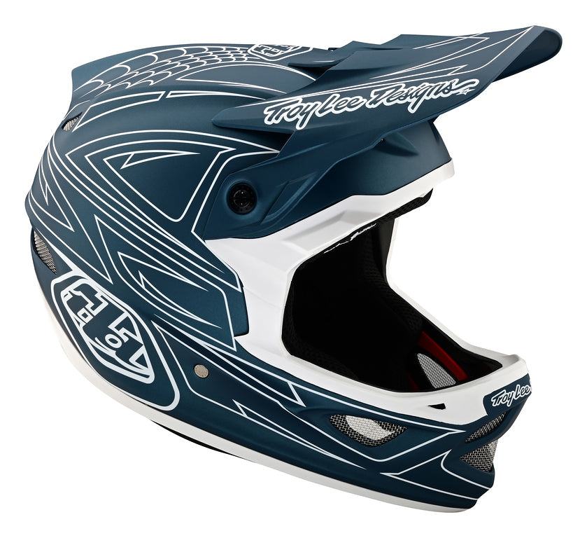 Troy Lee Designs D3 Fiberlite Full Face Helmet - Spider Stripe - Blue Blue X-Small 