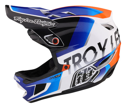 Troy Lee Designs D4 Composite Full Face Helmet with MIPS - Qualifier - White-Blue - 2023