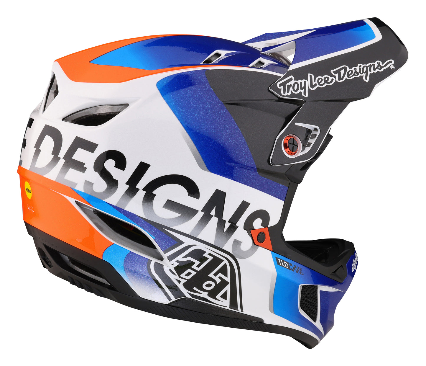 Troy Lee Designs D4 Composite Full Face Helmet with MIPS - Qualifier - White-Blue - 2023