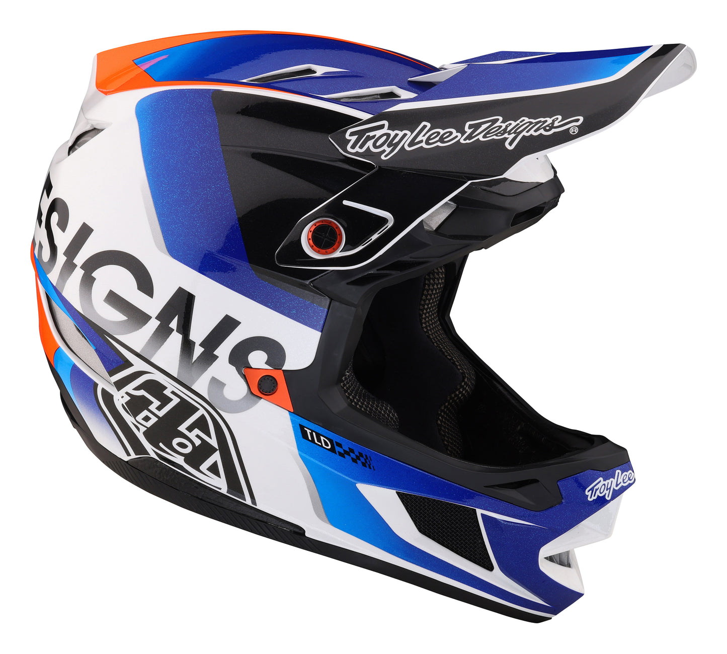Troy Lee Designs D4 Composite Full Face Helmet with MIPS - Qualifier - White-Blue - 2023