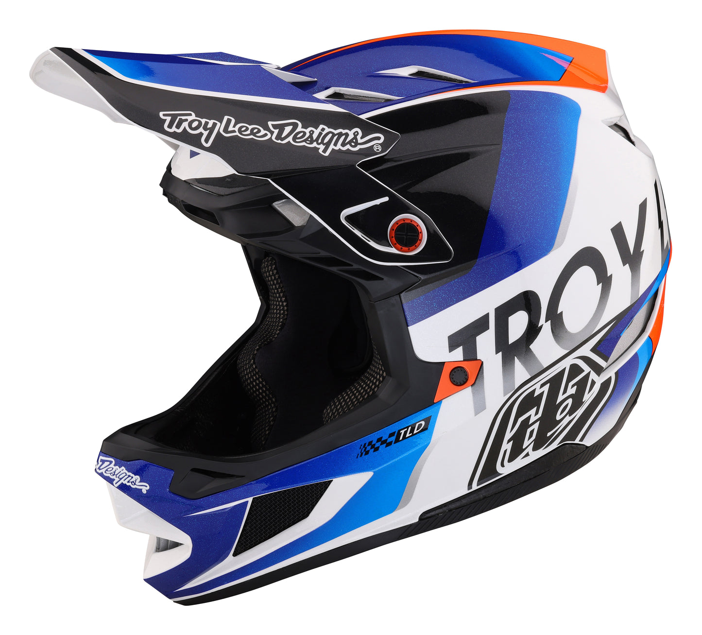 Troy Lee Designs D4 Composite Full Face Helmet with MIPS - Qualifier - White-Blue - 2023