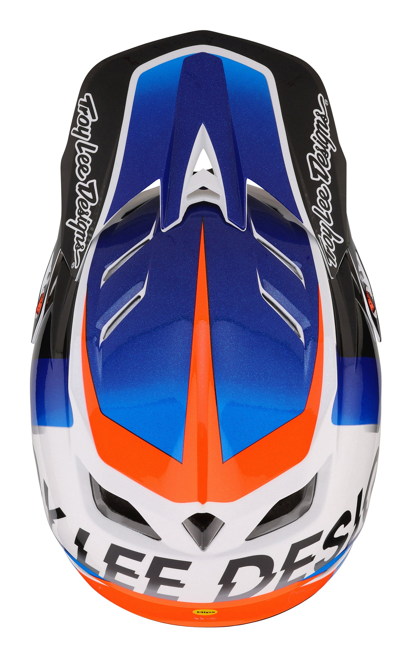 Troy Lee Designs D4 Composite Full Face Helmet with MIPS - Qualifier - White-Blue - 2023