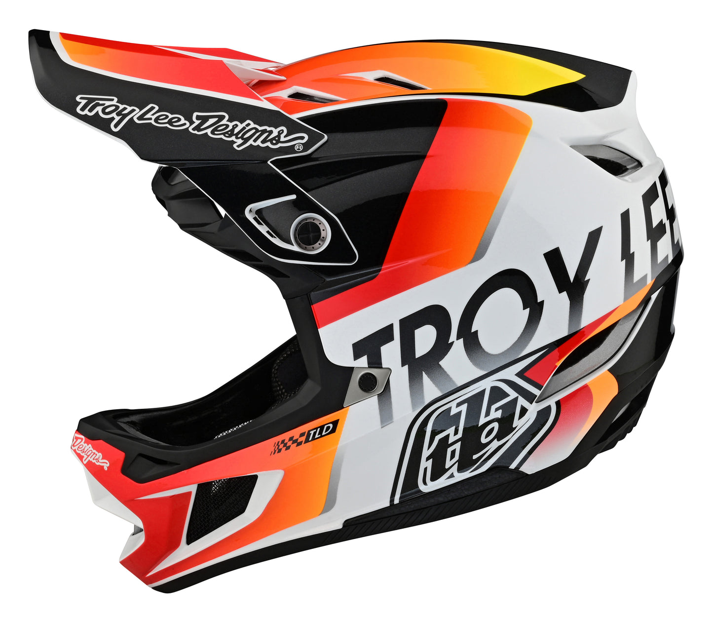 Troy Lee Designs D4 Composite Full Face Helmet with MIPS - Qualifier - White-Orange - 2023
