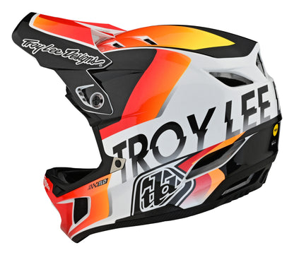 Troy Lee Designs D4 Composite Full Face Helmet with MIPS - Qualifier - White-Orange - 2023