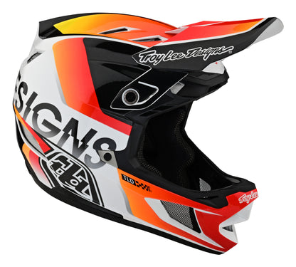 Troy Lee Designs D4 Composite Full Face Helmet with MIPS - Qualifier - White-Orange - 2023