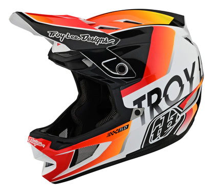 Troy Lee Designs D4 Composite Full Face Helmet with MIPS - Qualifier - White-Orange - 2023
