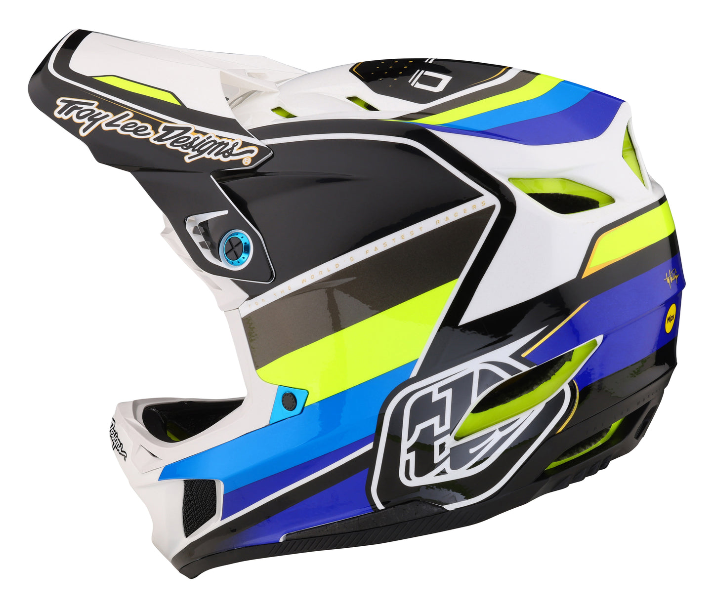 Troy Lee Designs D4 Composite Full Face Helmet with MIPS - Reverb - White-Blue