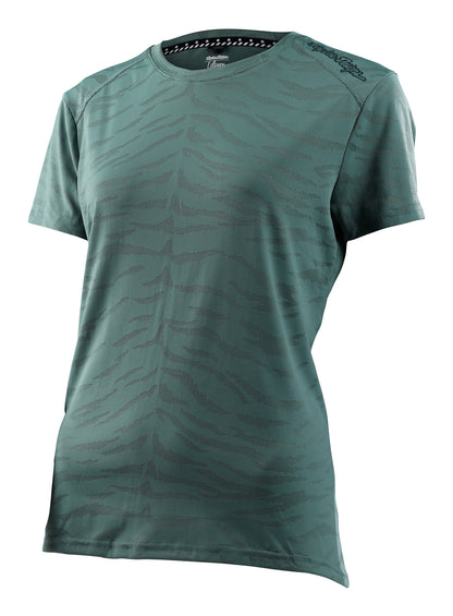 Troy Lee Designs Lilium Short Sleeve MTB Jersey - Womens - Tiger Jaquard - Steel Green