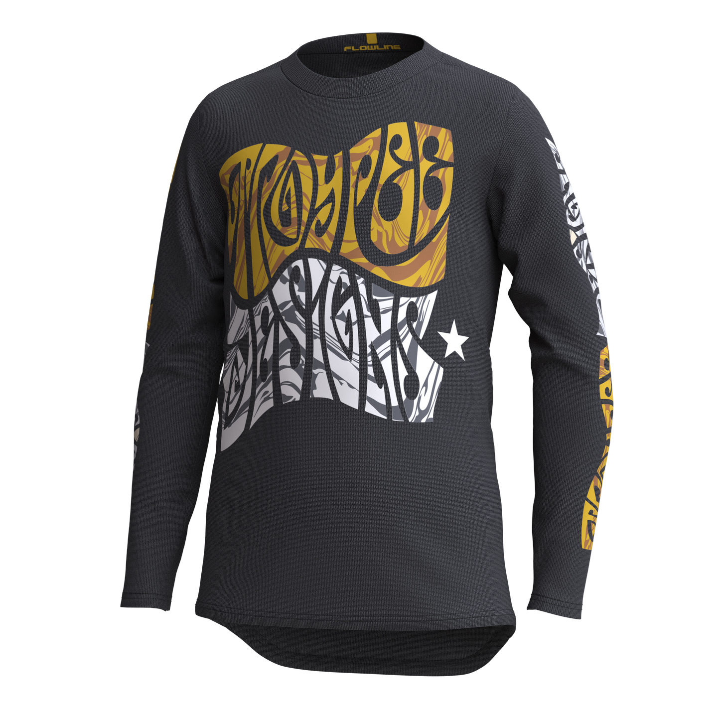Troy Lee Designs Flowline Long Sleeve MTB Jersey - Tripper - Youth - Black - 2023
