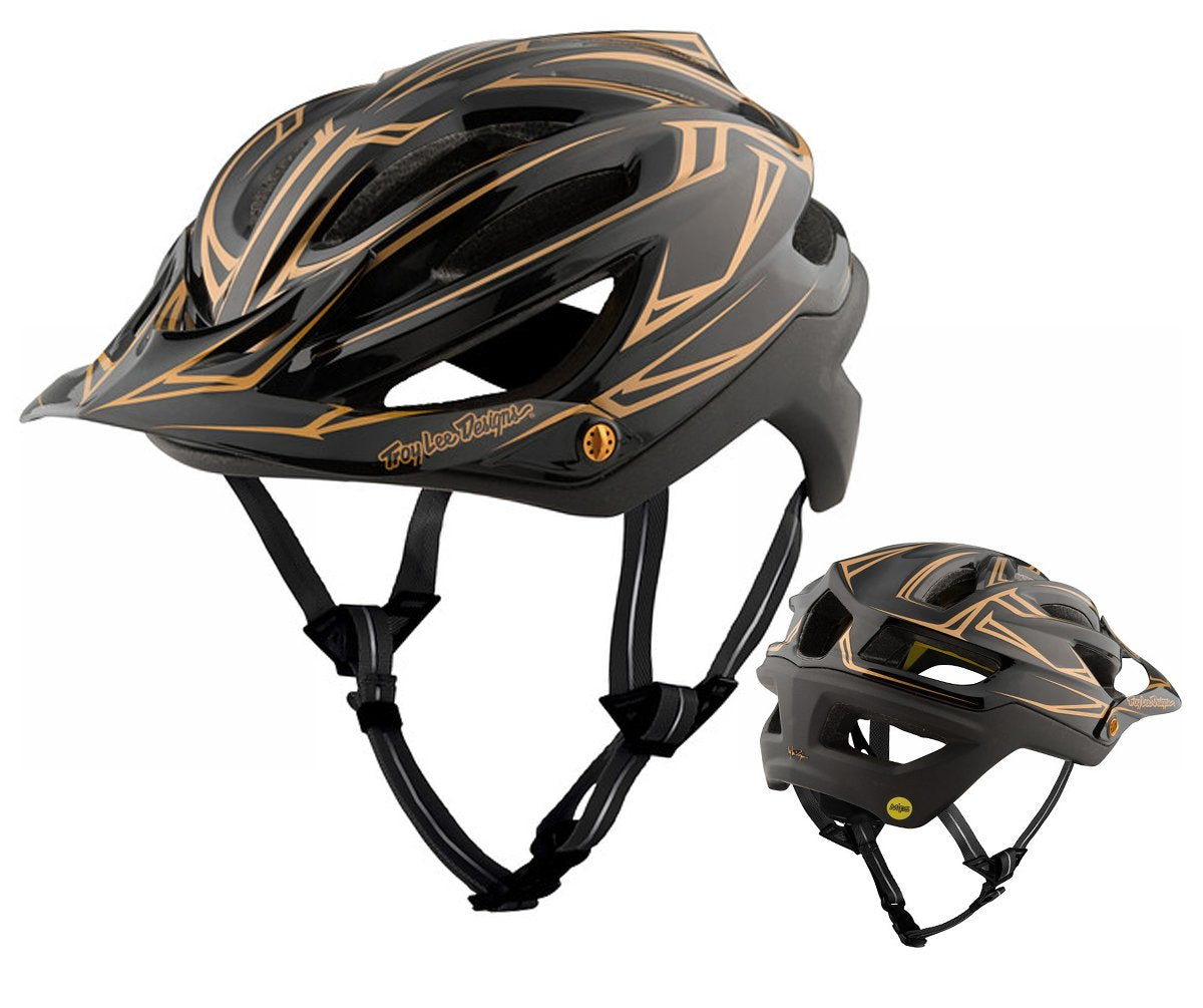Troy Lee Designs A2 MIPS MTB Helmet - Pinstripe - Black-Gold Black - Gold Medium/Large 