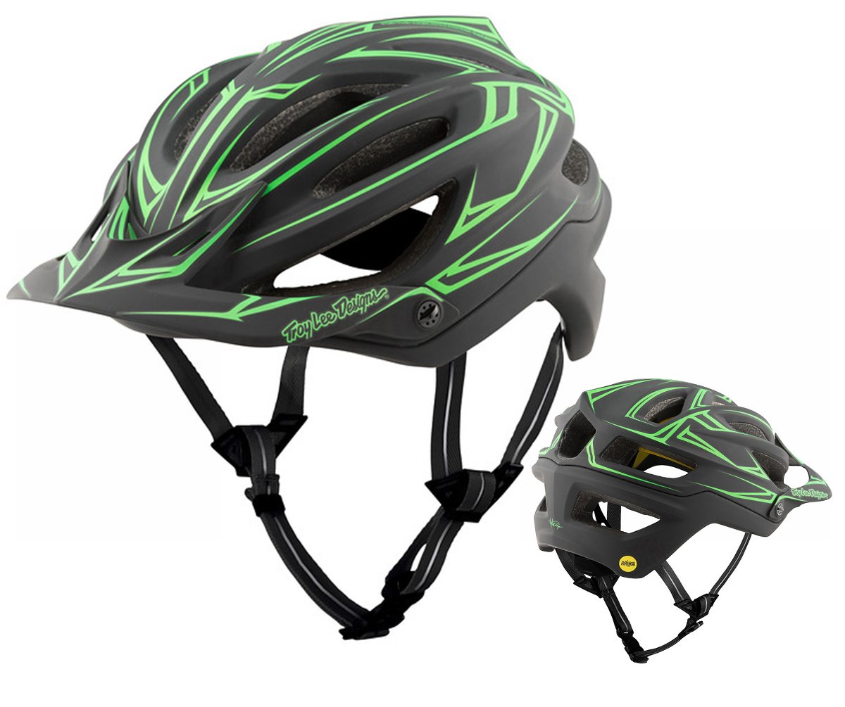 Troy Lee Designs A2 MIPS MTB Helmet - Pinstripe - Black-Green Black - Green Medium/Large 