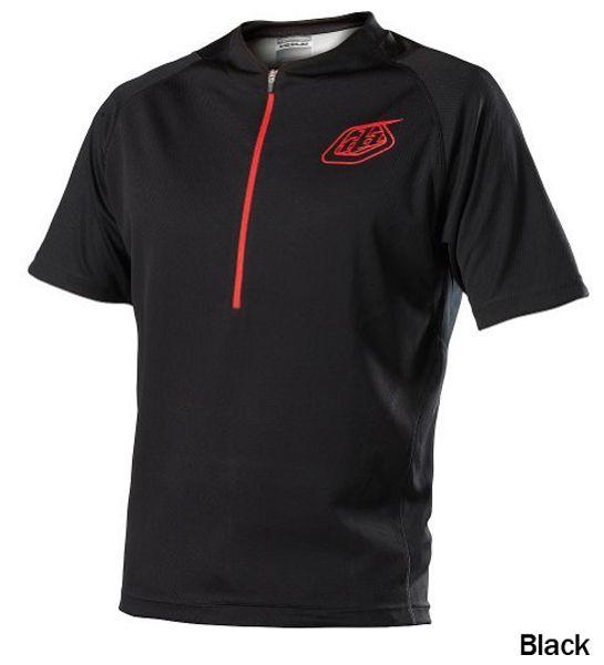 Troy Lee Designs Ace Zip Short Sleeve MTB Jersey - Zipped - Black Black Small 