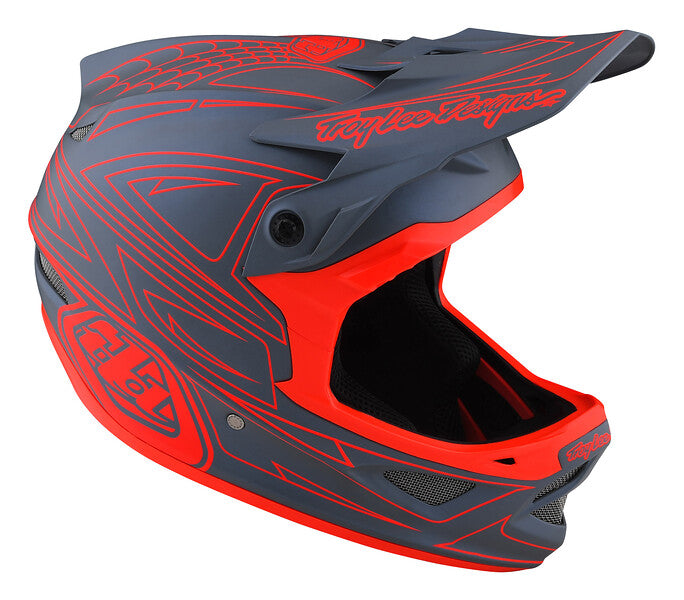 Troy Lee Designs D3 Fiberlite Full Face Helmet - Spiderstripe - Gray-Red