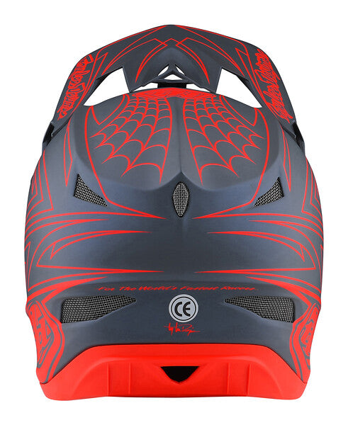 Troy Lee Designs D3 Fiberlite Full Face Helmet - Spiderstripe - Gray-Red