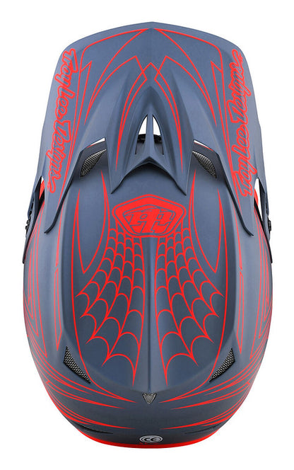 Troy Lee Designs D3 Fiberlite Full Face Helmet - Spiderstripe - Gray-Red