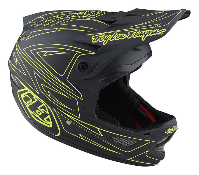 Troy Lee Designs D3 Fiberlite Full Face Helmet - Spiderstripe - Gray-Yellow