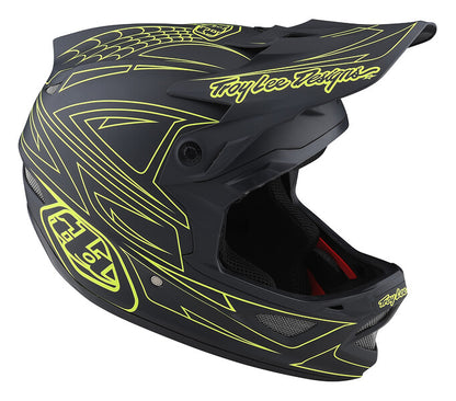 Troy Lee Designs D3 Fiberlite Full Face Helmet - Spiderstripe - Gray-Yellow