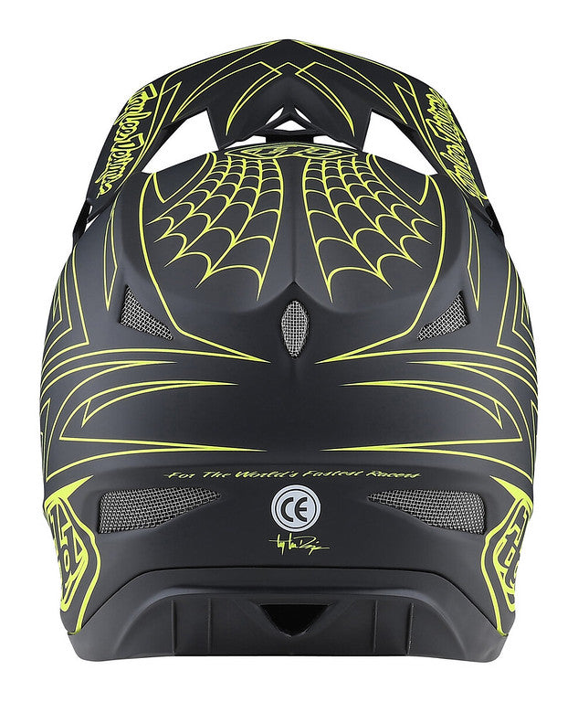 Troy Lee Designs D3 Fiberlite Full Face Helmet - Spiderstripe - Gray-Yellow