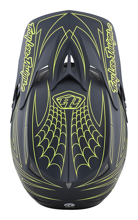 Troy Lee Designs D3 Fiberlite Full Face Helmet - Spiderstripe - Gray-Yellow