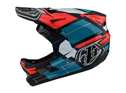 Troy Lee Designs D3 Fiberlite Full Face Helmet - Vertigo - Blue-Red - 2021 Vertigo Blue - Red X-Small 