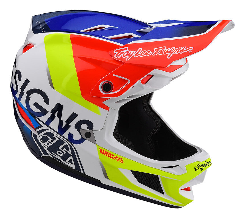 Troy Lee Designs D4 Composite Full Face Helmet - Qualifier - White-Blue - 2022