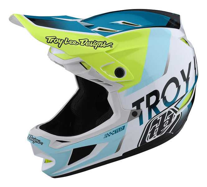 Troy Lee Designs D4 Composite Full Face Helmet - Qualifier - White-Green - 2022 White - Green X-Small 