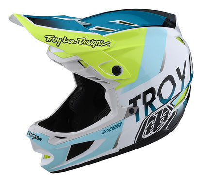 Troy Lee Designs D4 Composite Full Face Helmet - Qualifier - White-Green - 2022 White - Green X-Small 