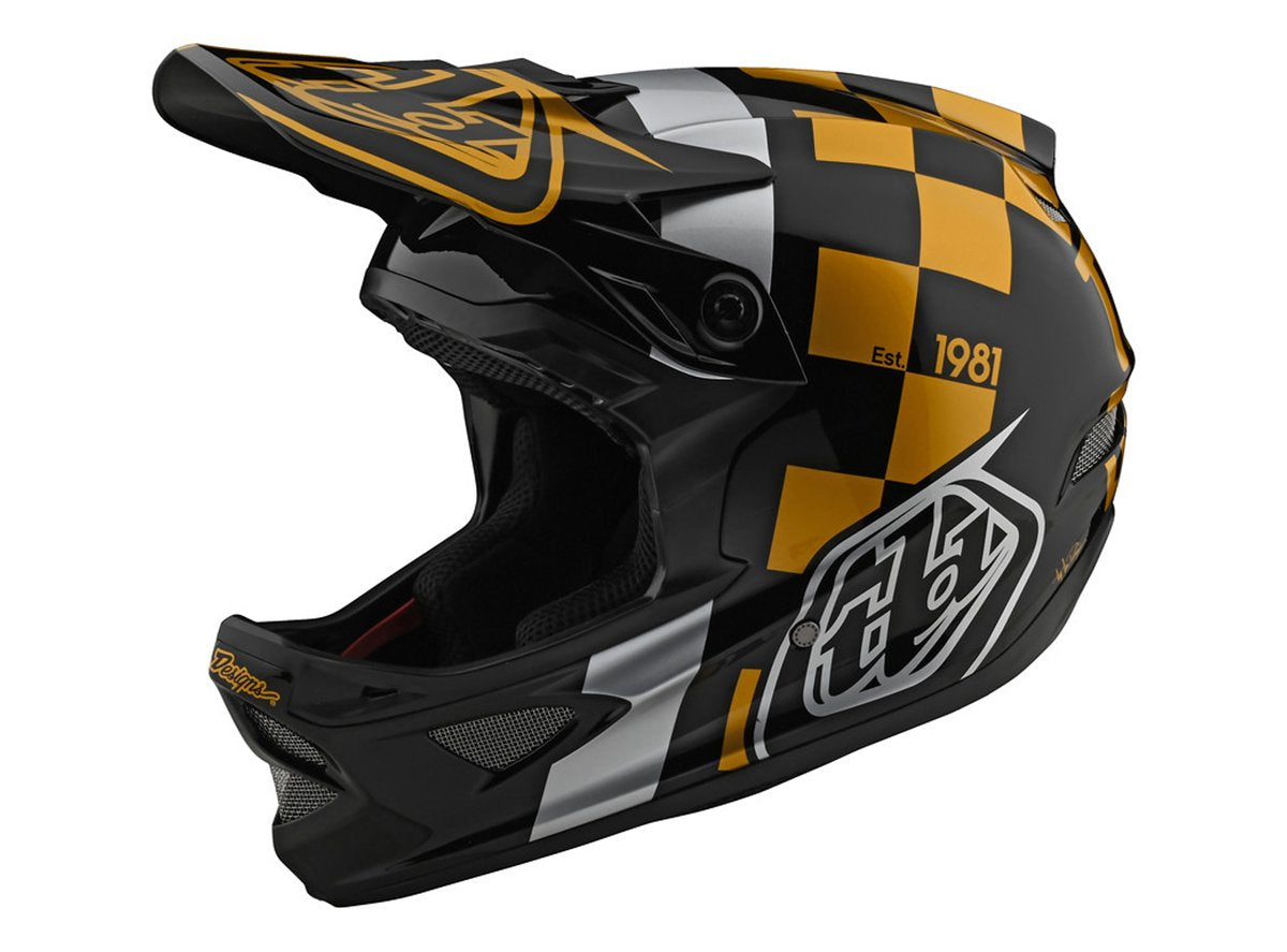 Troy Lee Designs D3 Fiberlite Full Face Helmet - Race Shop - Black-Gold - 2020 Black - Gold X-Small 