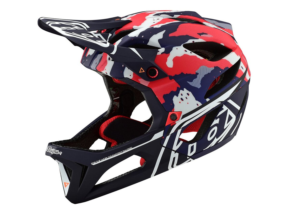 Troy Lee Designs Stage MIPS Full Face Helmet - Tactical - Red-White-Blue Red - White - Blue X-Small/Small 