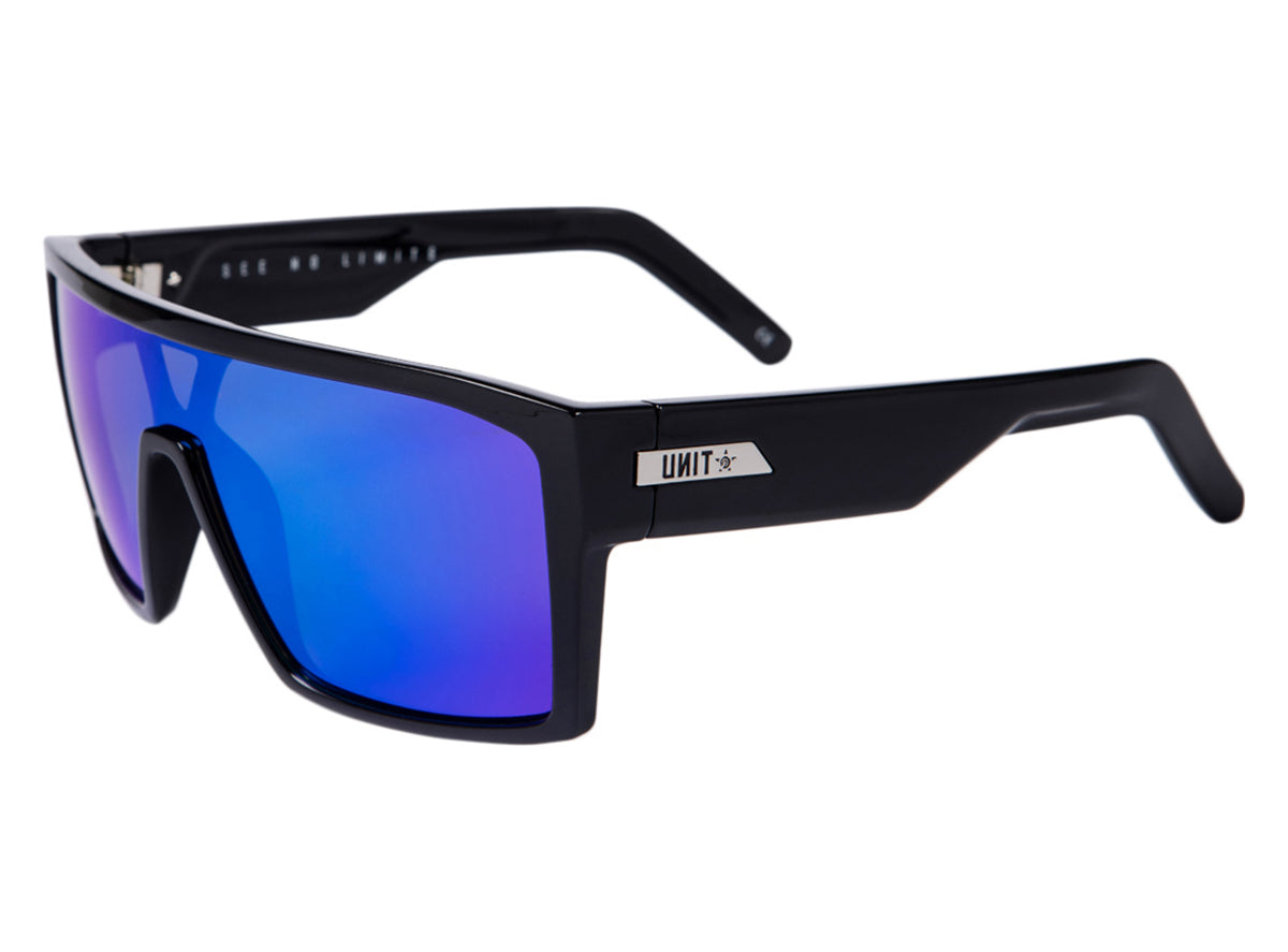 Unit Command Polarised Sunglasses - Black-Blue Mirror Black - Blue Mirror Lens  