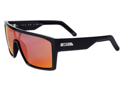 Unit Command Polarised Sunglasses - Black-Purple Orange Mirror Black - Purple Orange Mirror Lens  