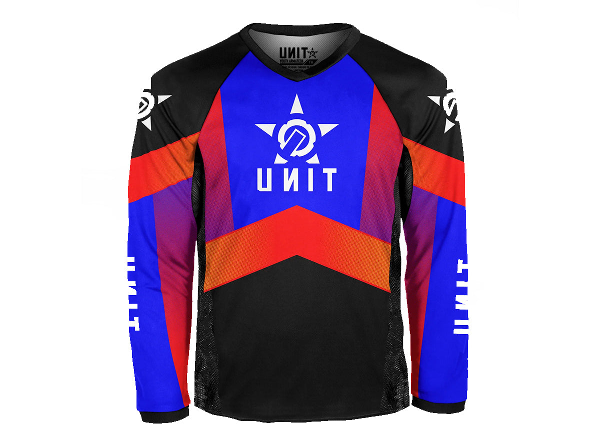 Unit Contender Long Sleeve MTB Jersey - Youth - Blue - 2022 Blue Small 
